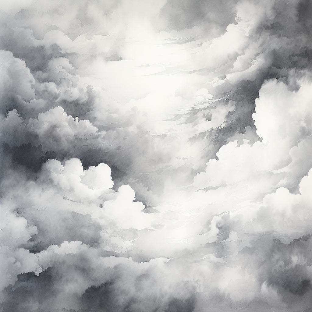 Beautiful grayscale aquarelle clouds