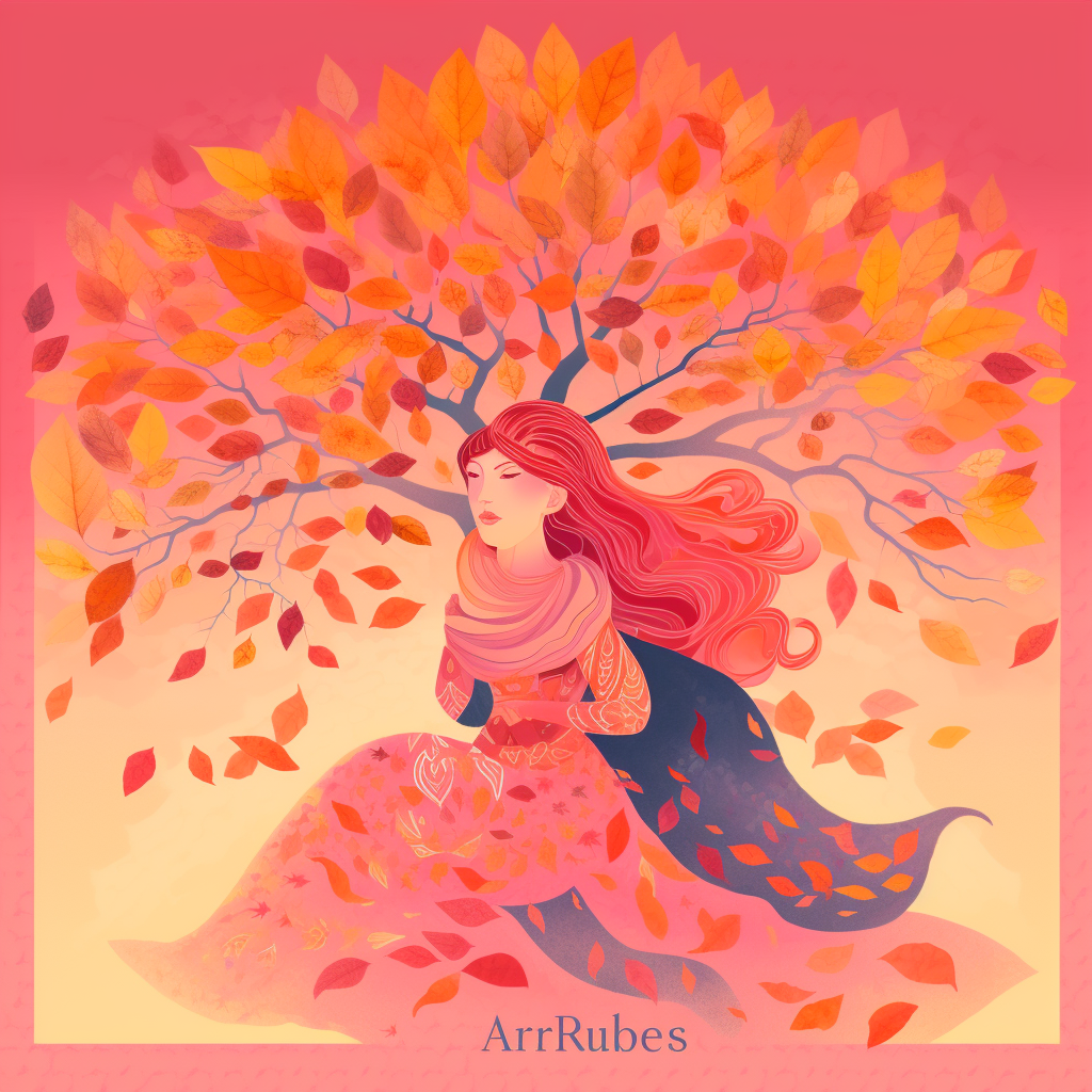 Aquarius Zodiac Sign with Autumn Leaves and Aurora Borealis