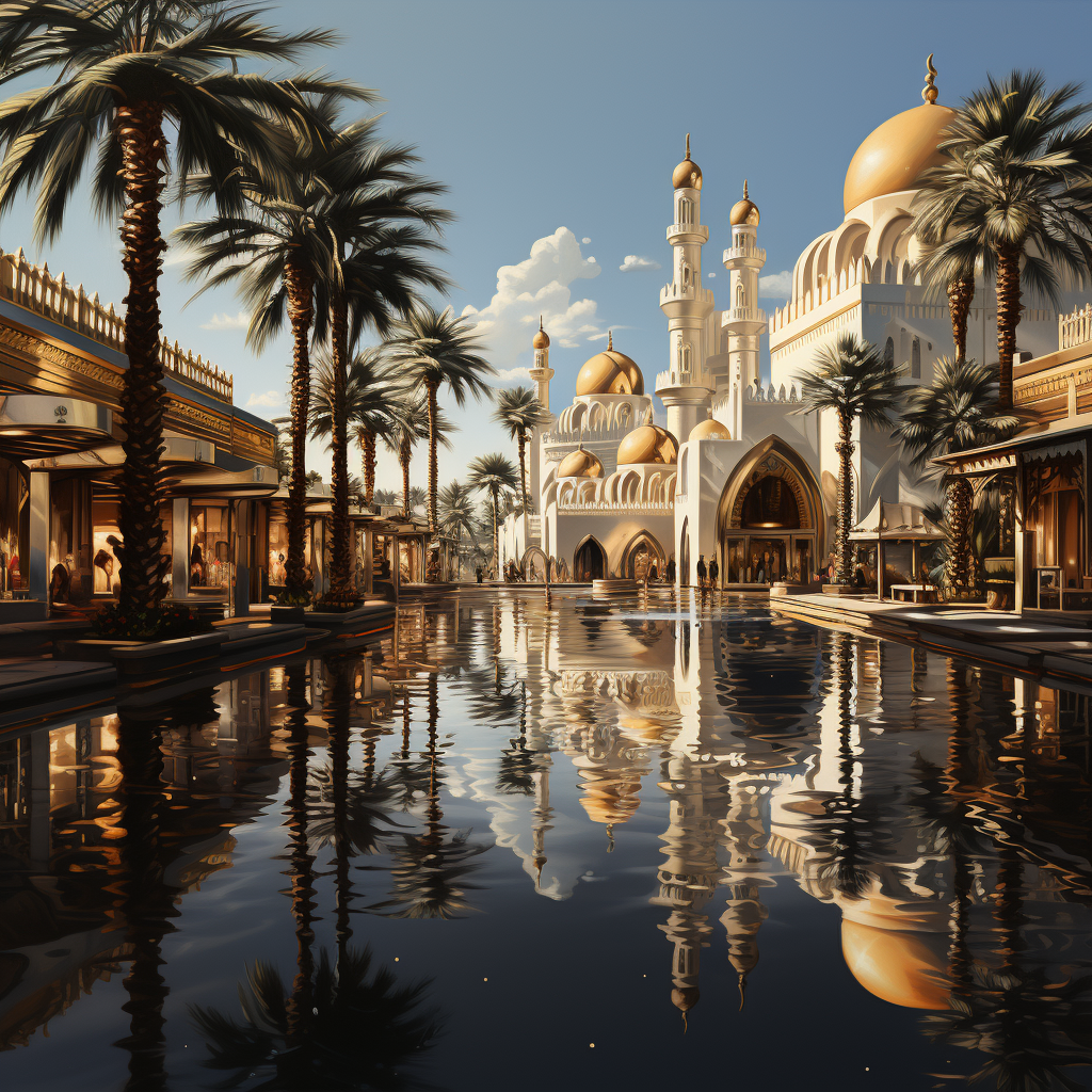 Arab Emirates black and gold buildings