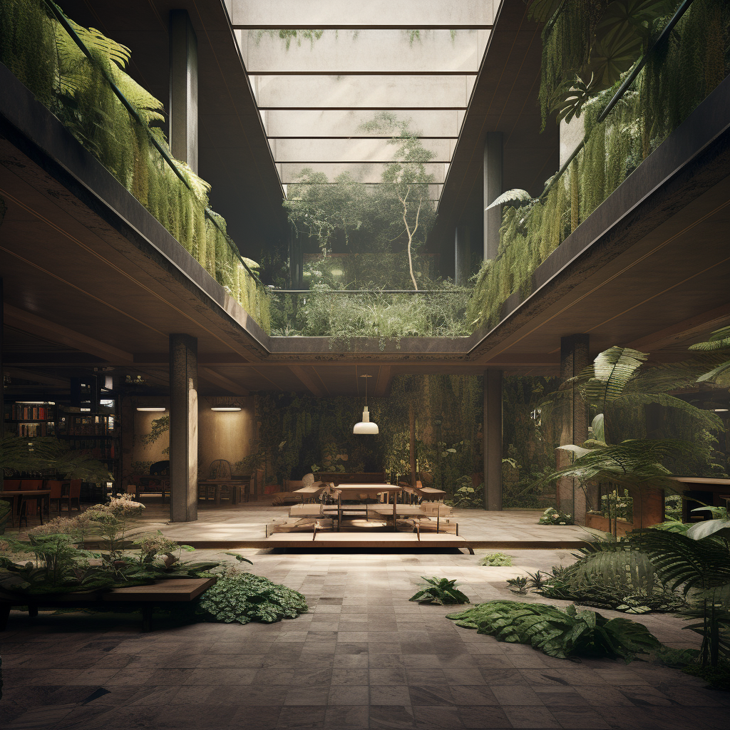 Jungle-inspired architecture interior designed by Carlo Scarpa