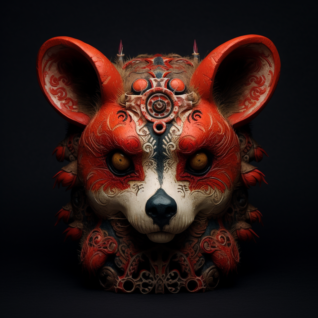 Aries Skull on Red Panda Head