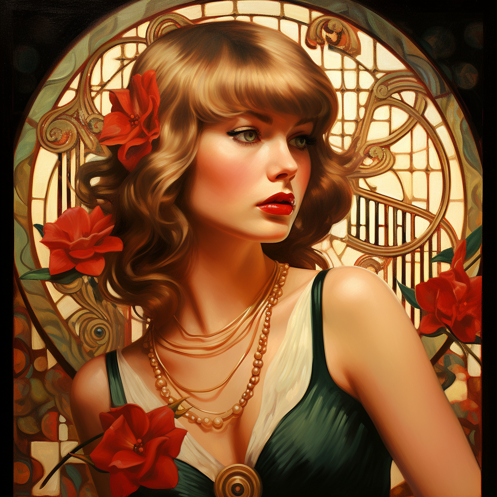 Vintage Taylor Swift in Art Deco Style