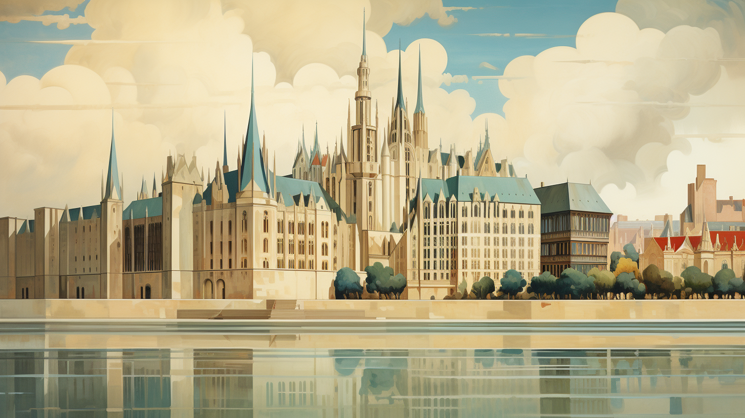 Art Deco Palais Grand Ducal Painting