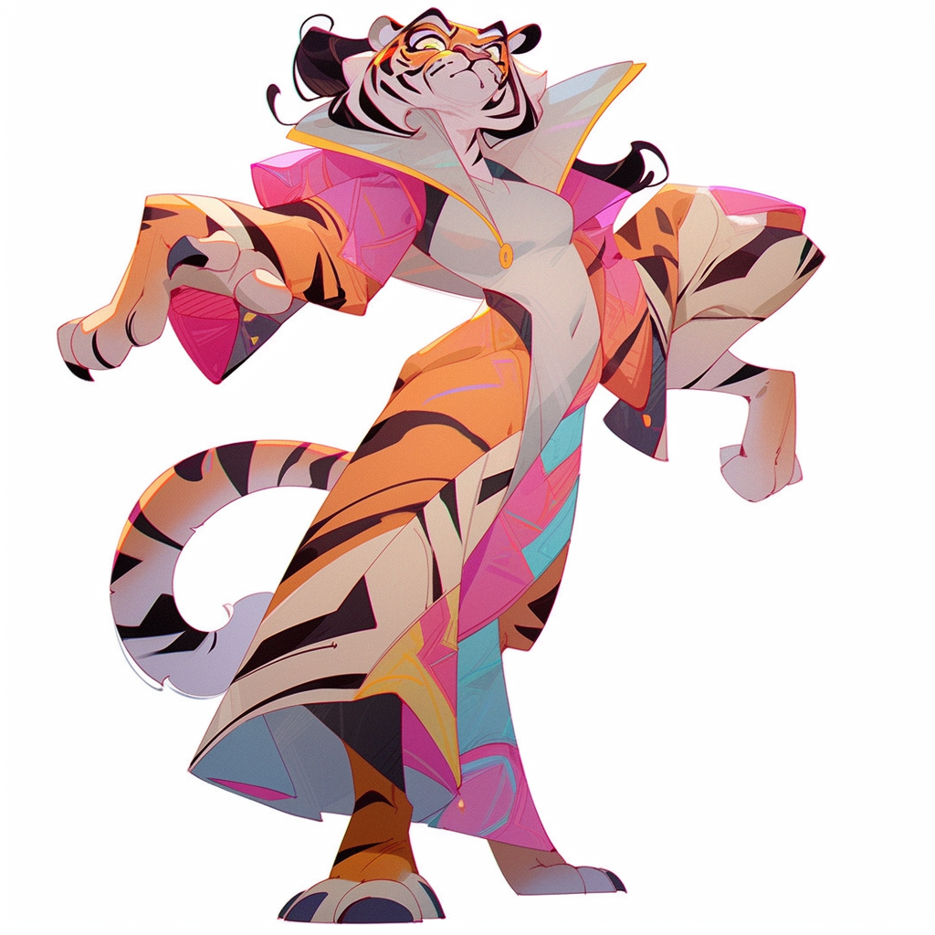 Art Deco tiger fursona illustration