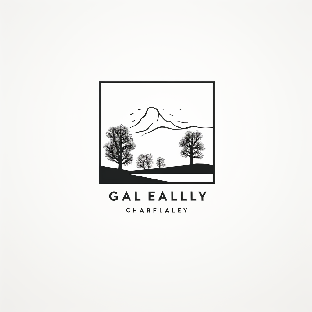 Simple black and white art gallery logo