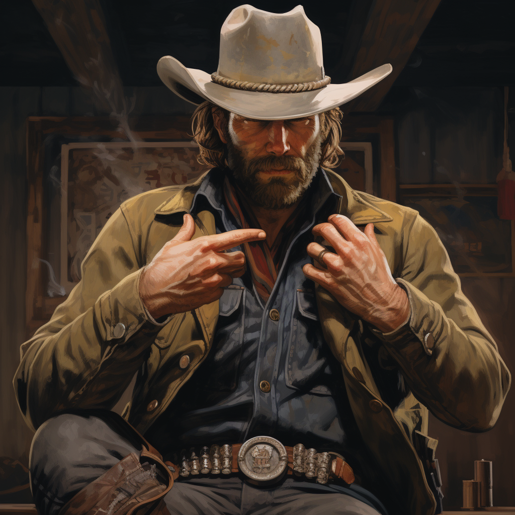 Arthur Morgan showcasing gang signs