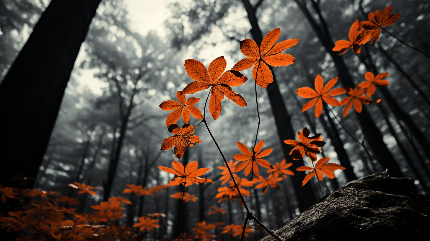 Worm’s Eye View of Vibrant Autumn Leaves