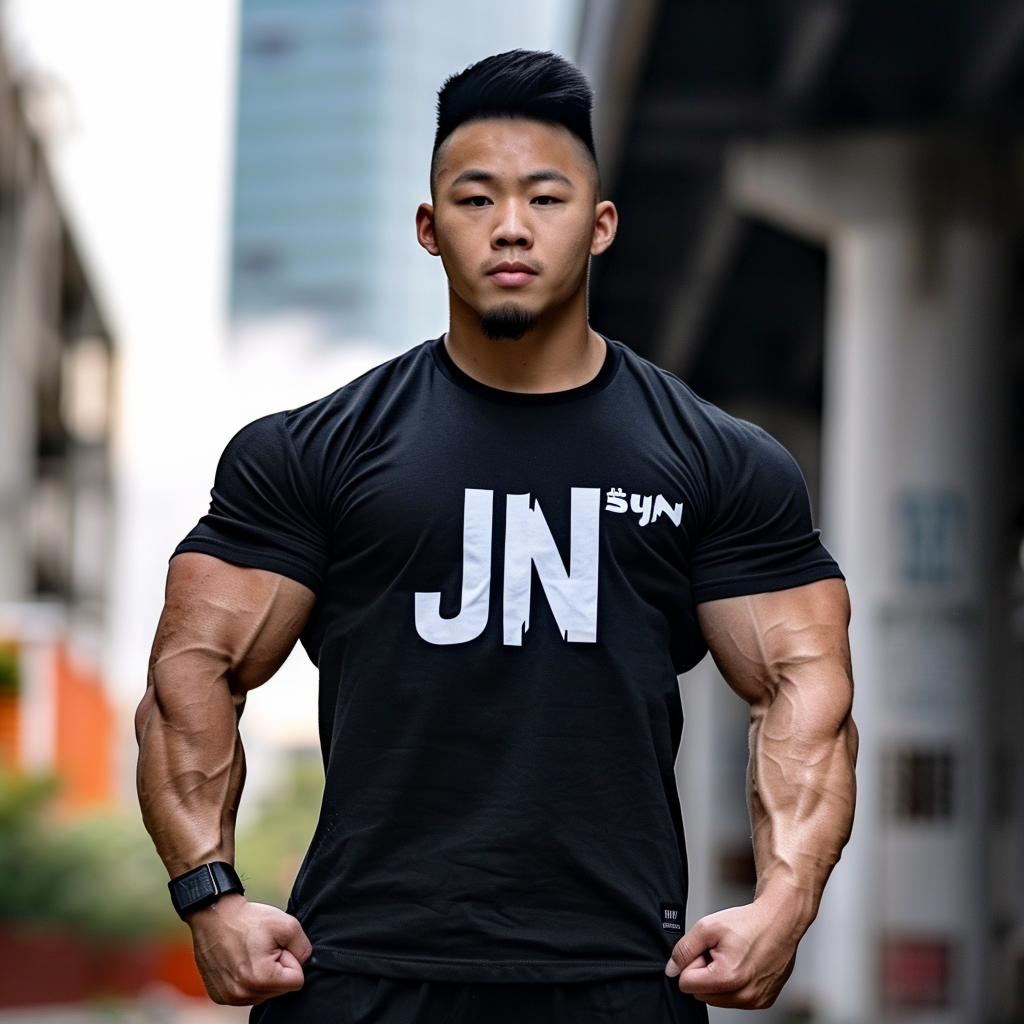 Asian Bodybuilder in JN Shirt