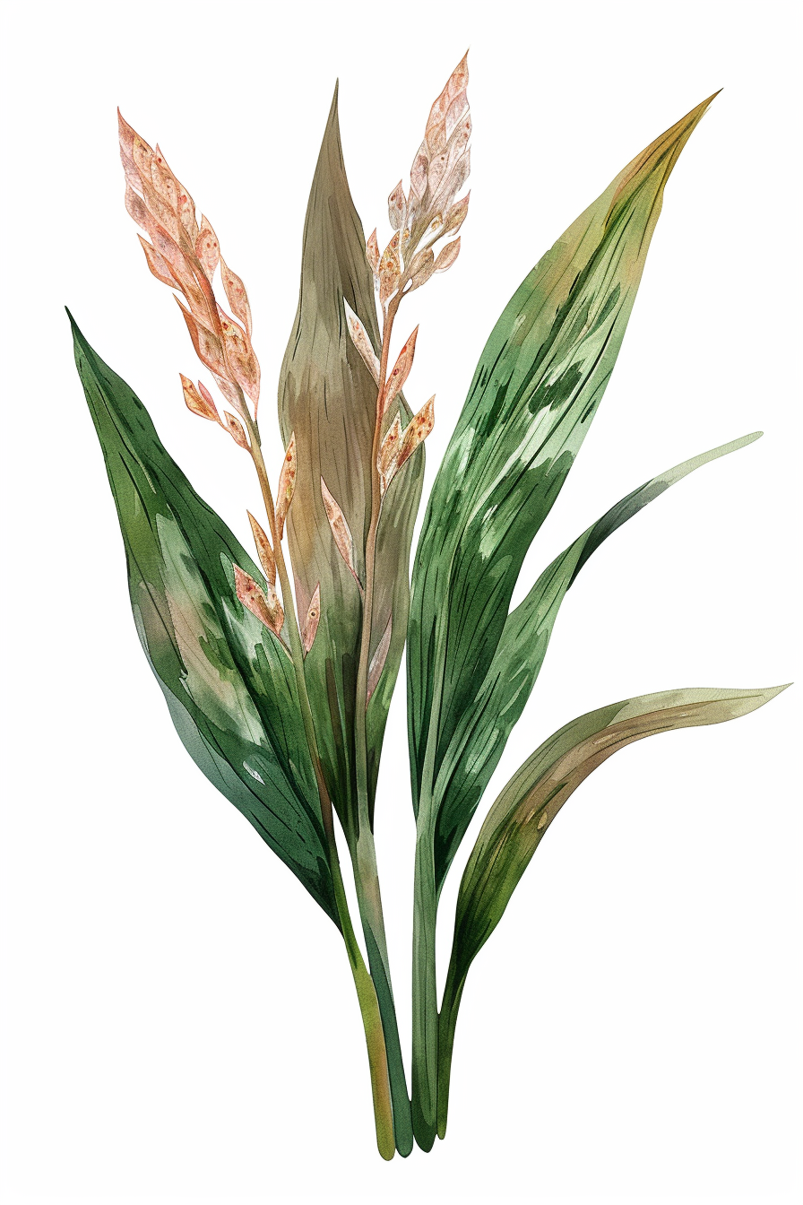 Aspidistra Illustration Acrylic Drawing Muted Pastel Colors