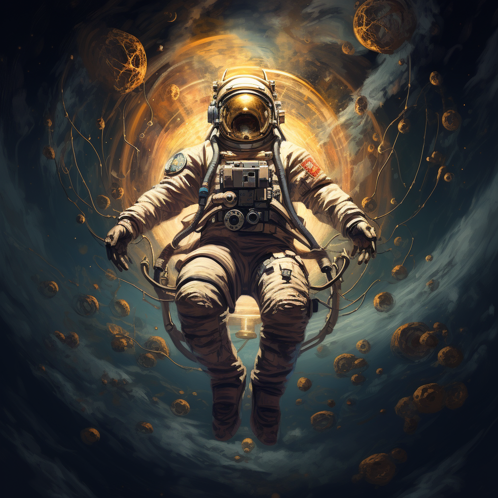 Astronaut full body in space