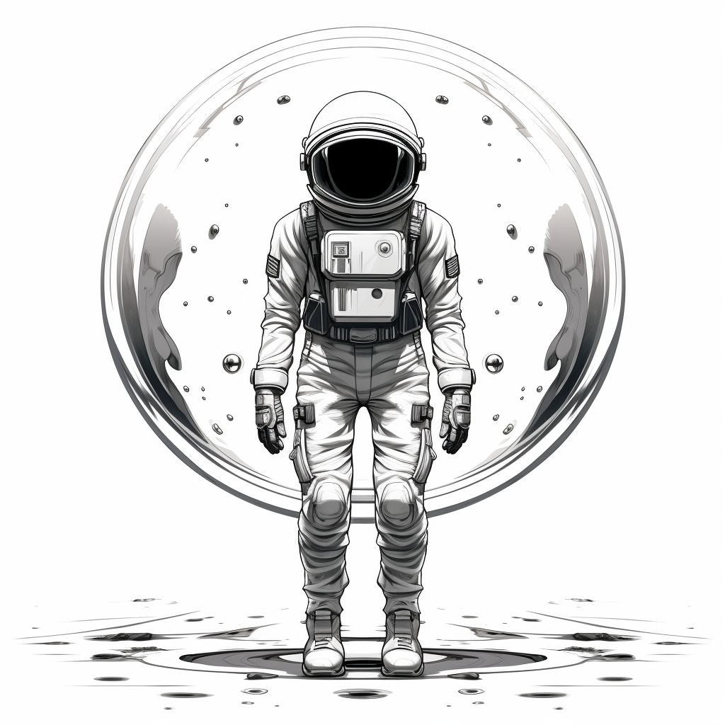 Astronaut and UFO Reflection  - accurately describes the image