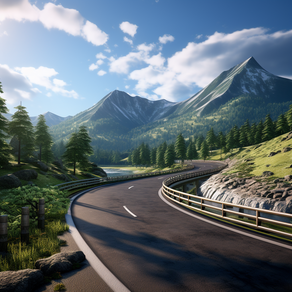 Beautiful mountain landscape on twisting highway