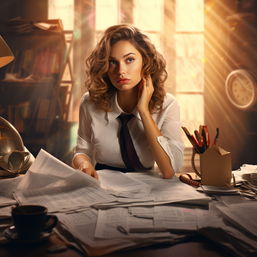 Attractive woman working at desk