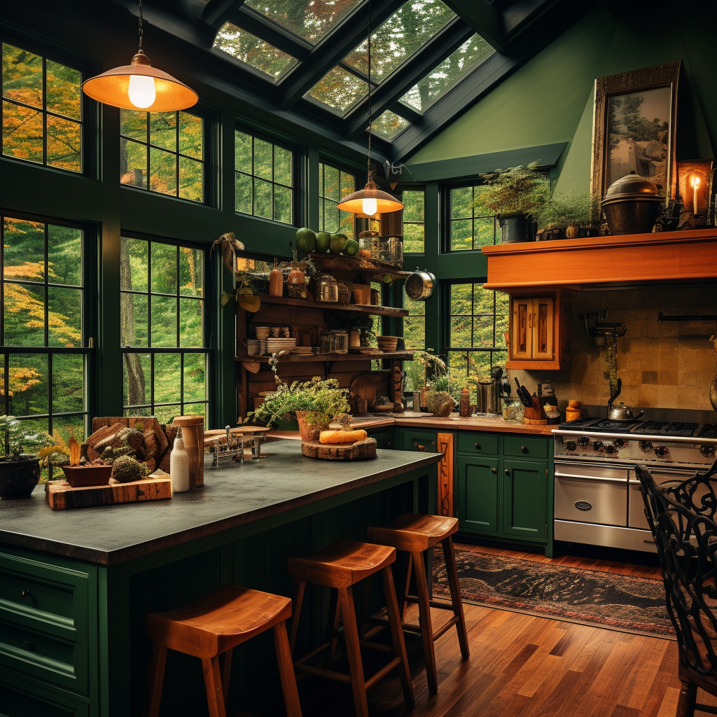 Vintage Luxury Oak Kitchen in Autumn