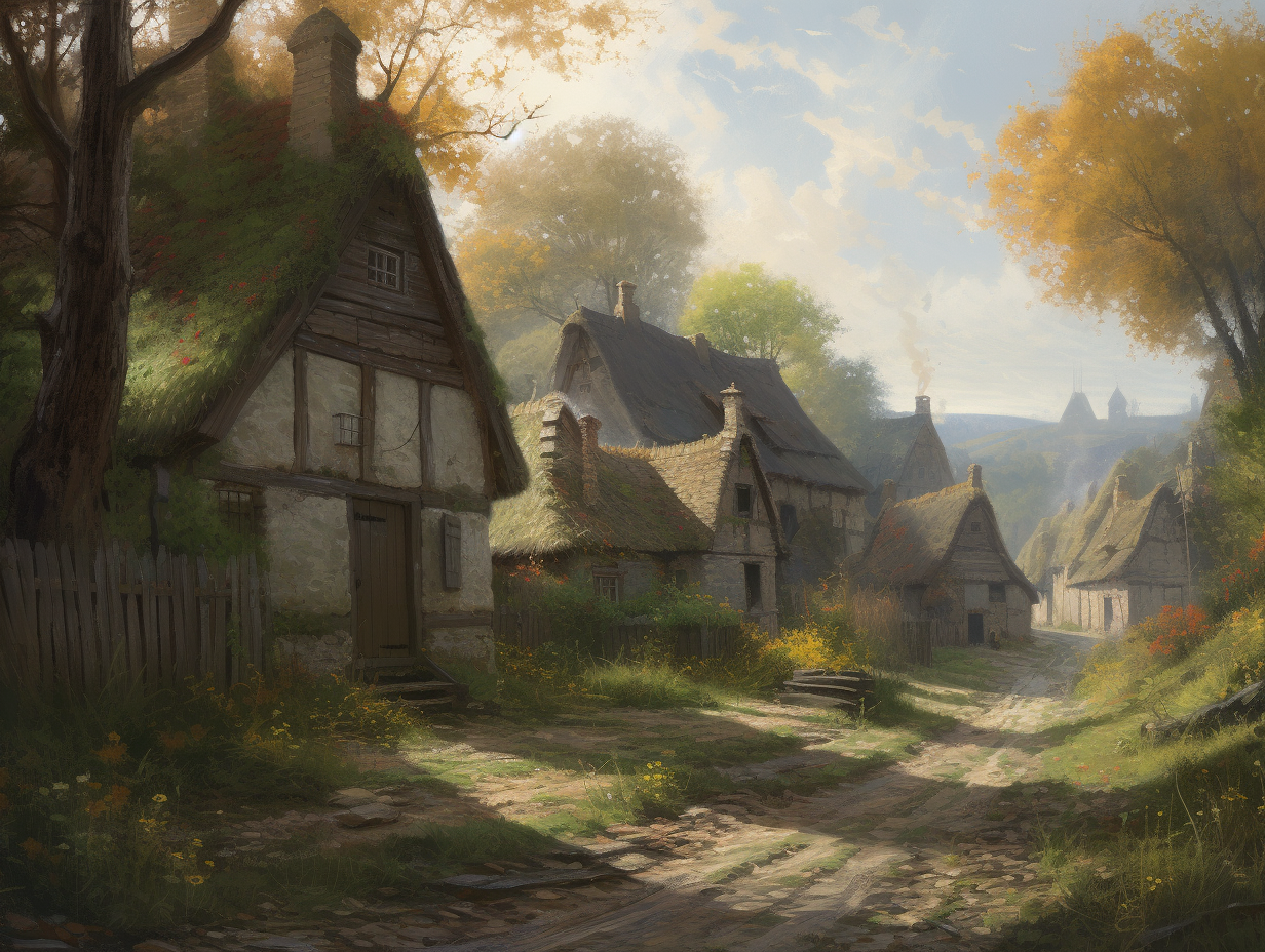 Serene Autumnal Rural Village