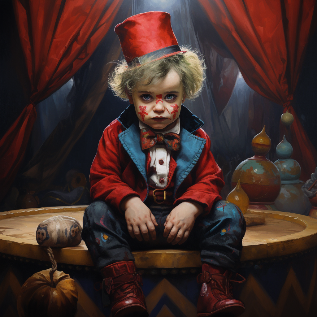 Adorable baby joker in lost circus