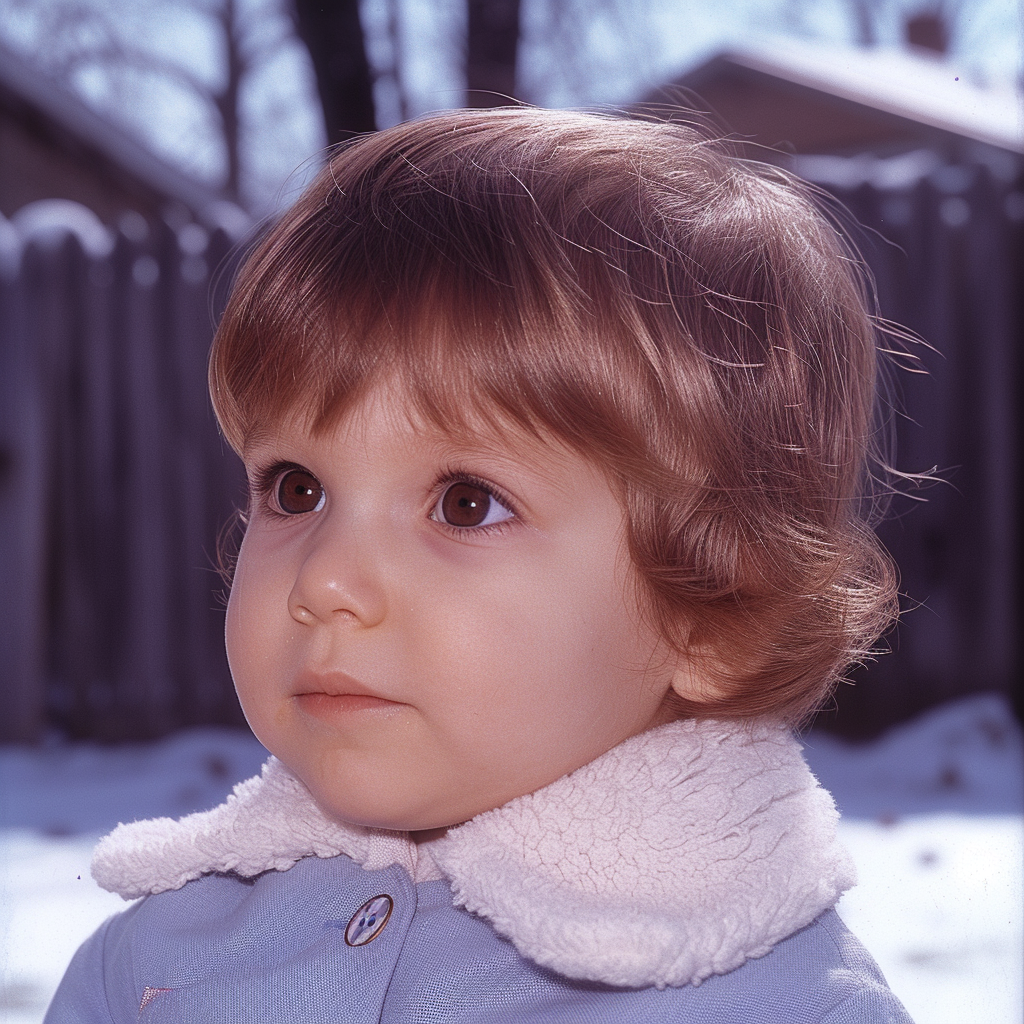 Portrait of Baby Coy Ann Richardson in Winter Backyard