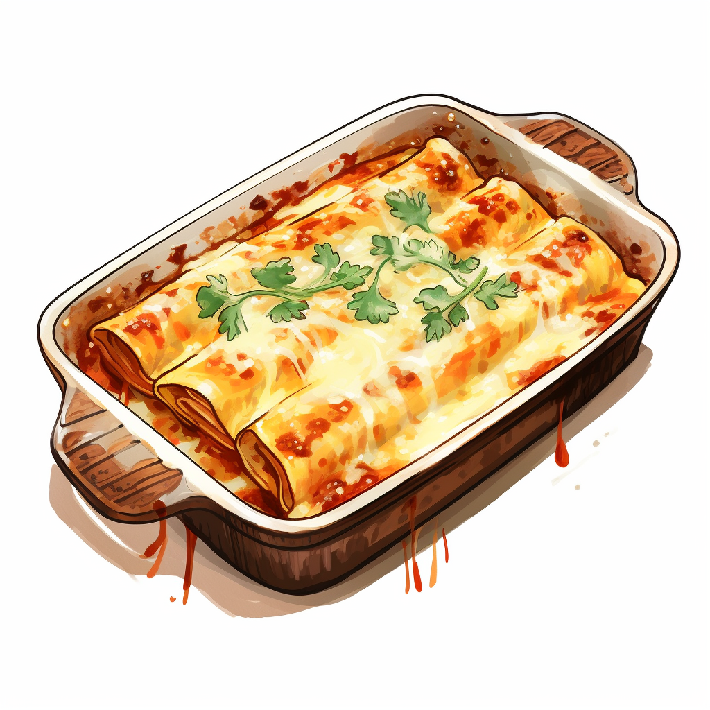 Enchiladas topped with baked cheese