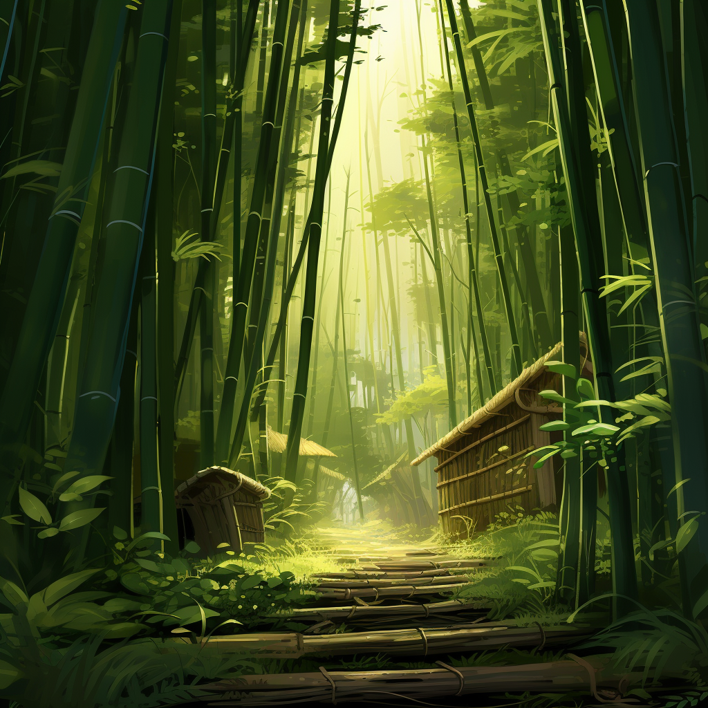 Bamboo Grove Pixar Style Cartoon Art