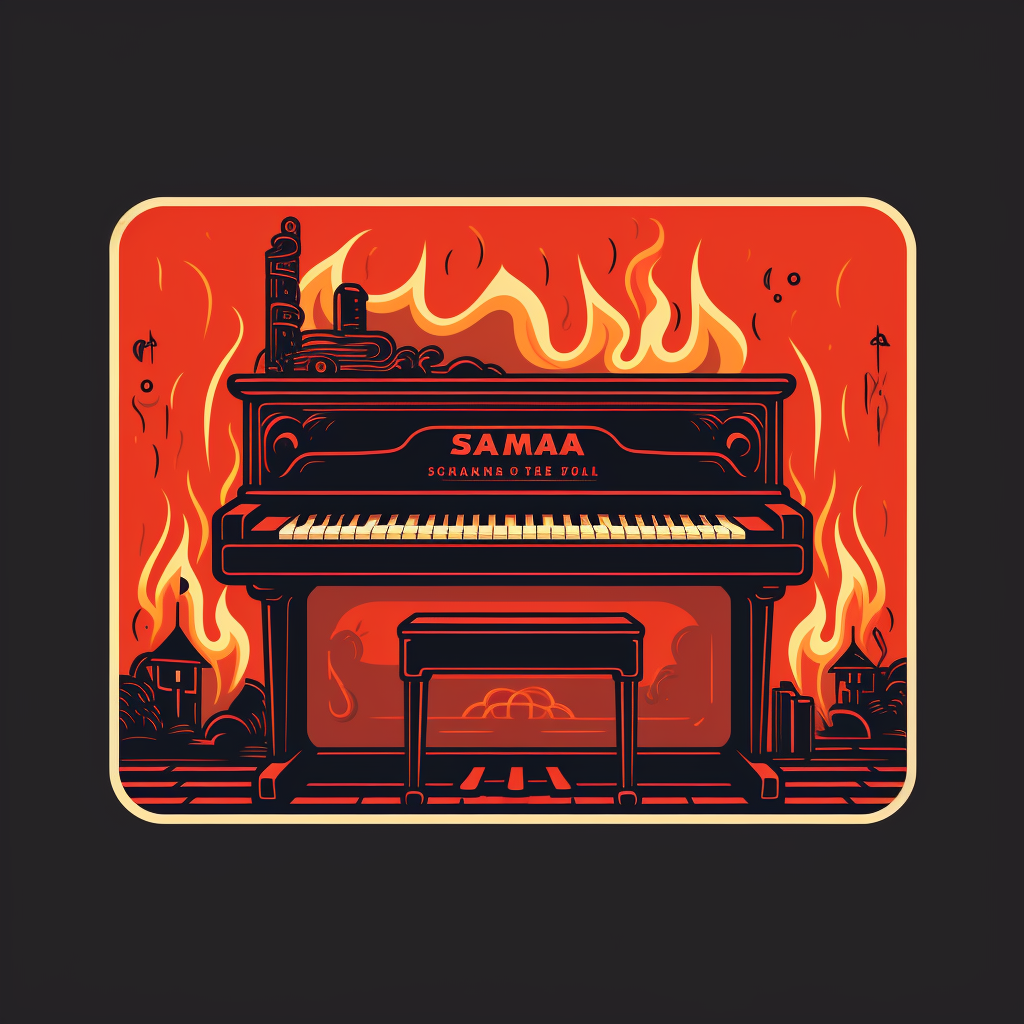 Band social proof sticker with piano and fire