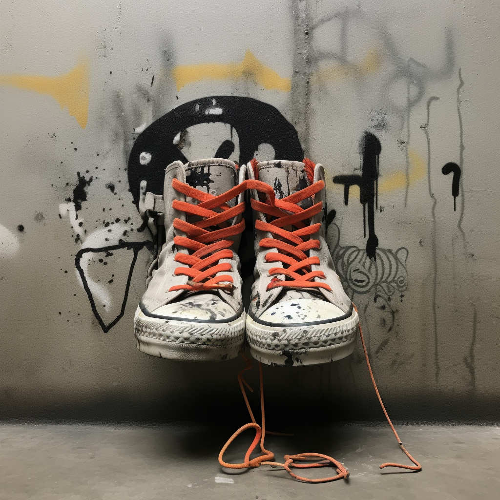 Banksy sneaker head design with graffiti art