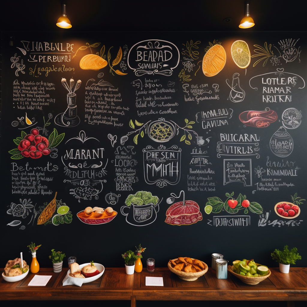 Bar blackboard with meals written in chalk