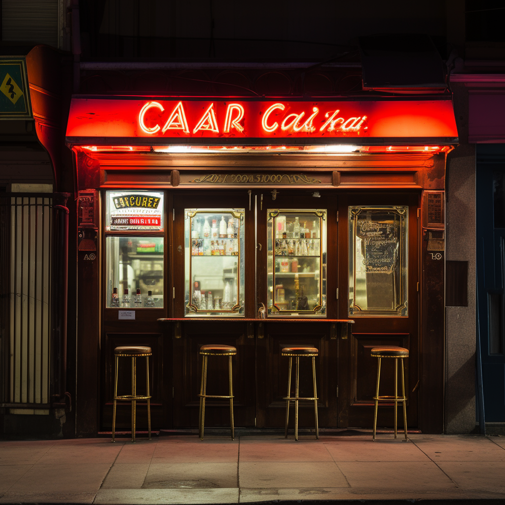 Bar door with neon sign  California Avenue