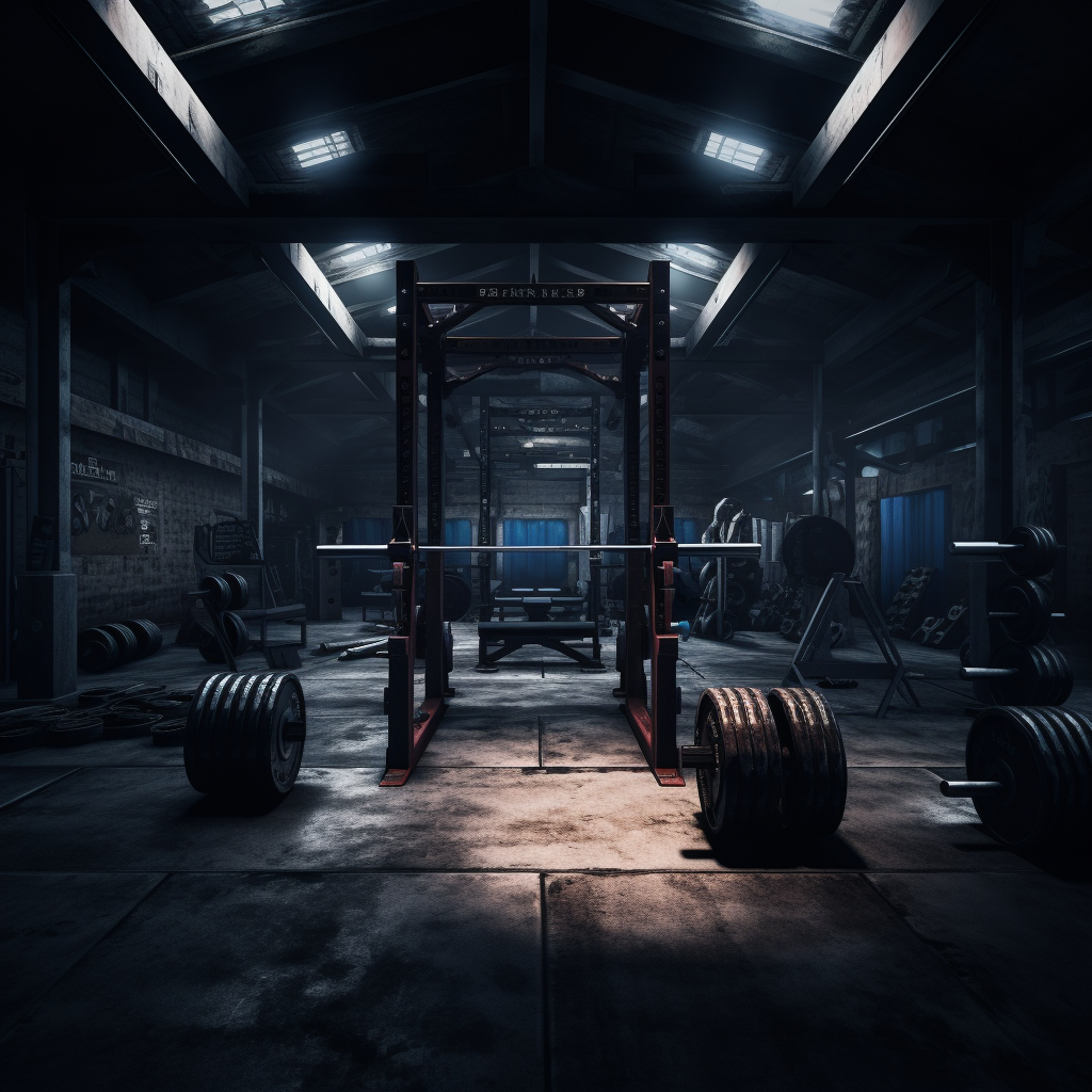 Barbells in a Dark Gym