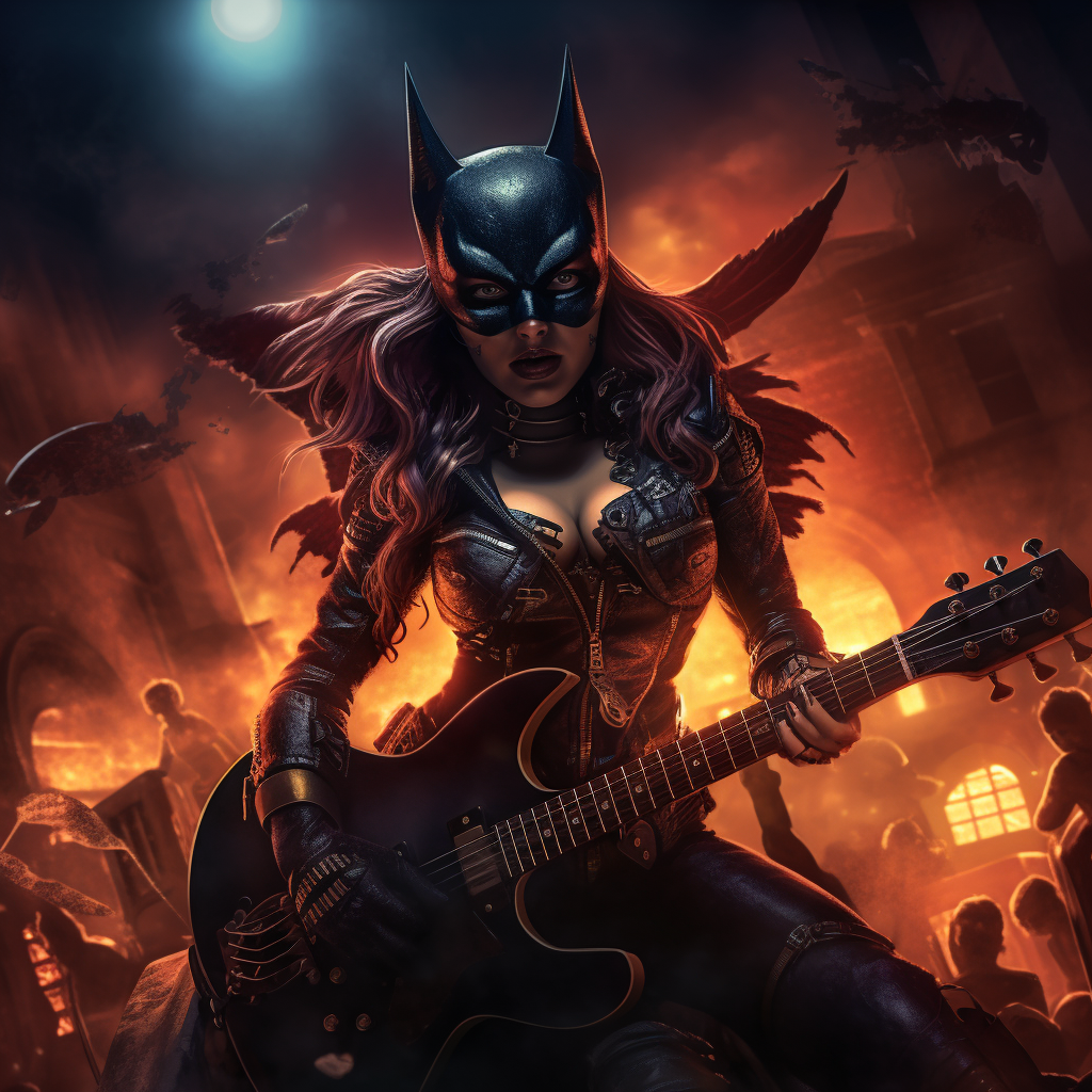 Batman and Catwoman rocking the concert