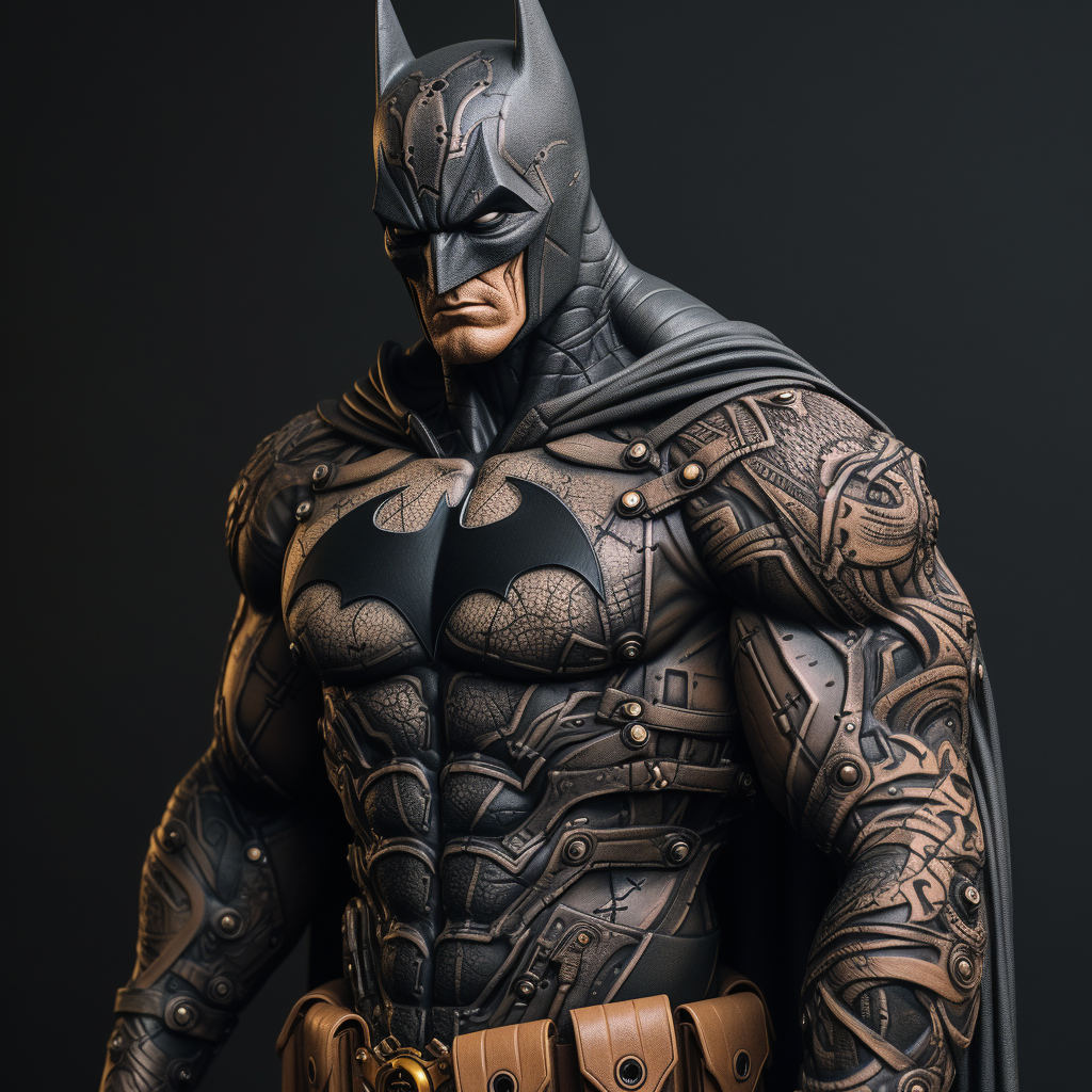 Batman statue with tattoos