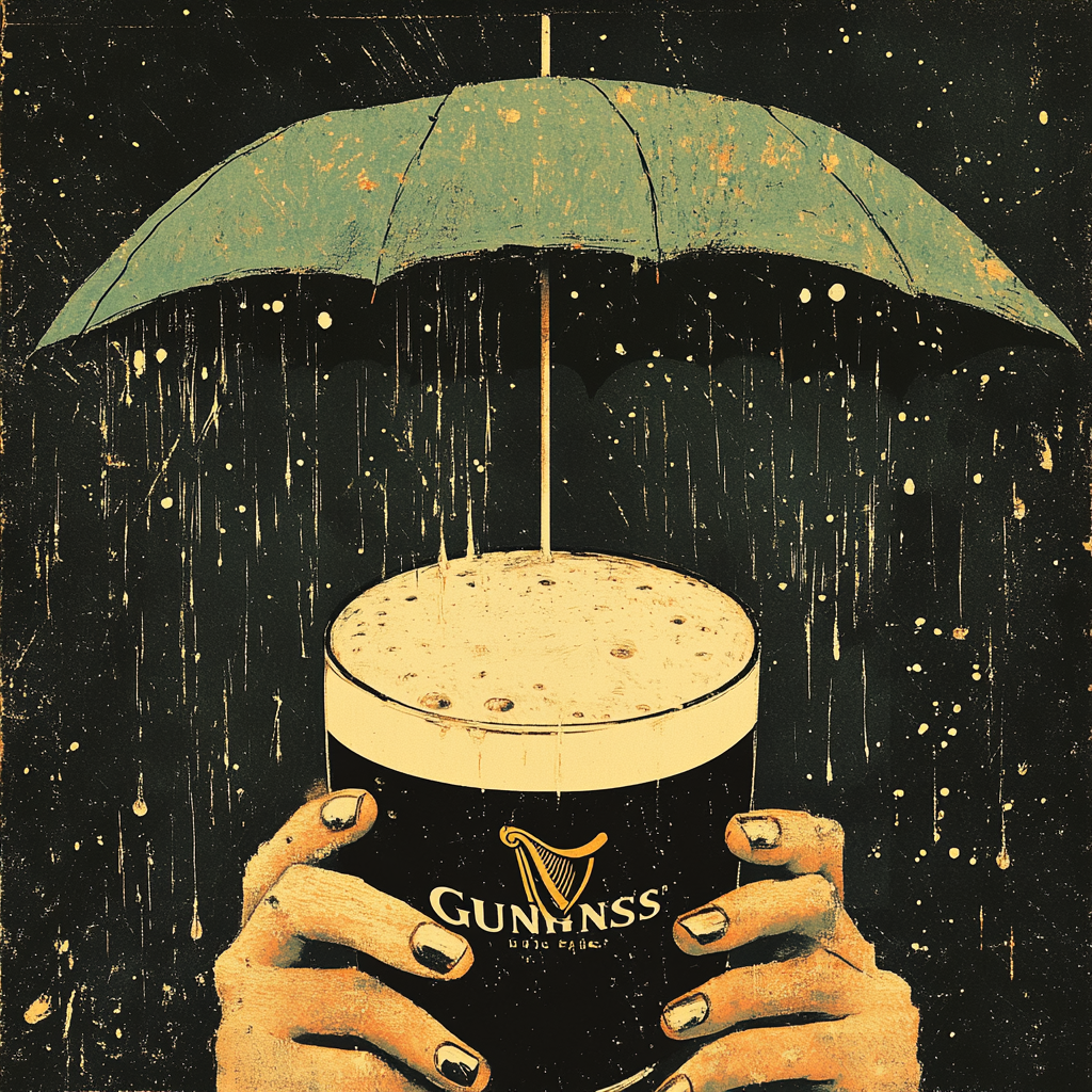 Person drinking pint of Guinness