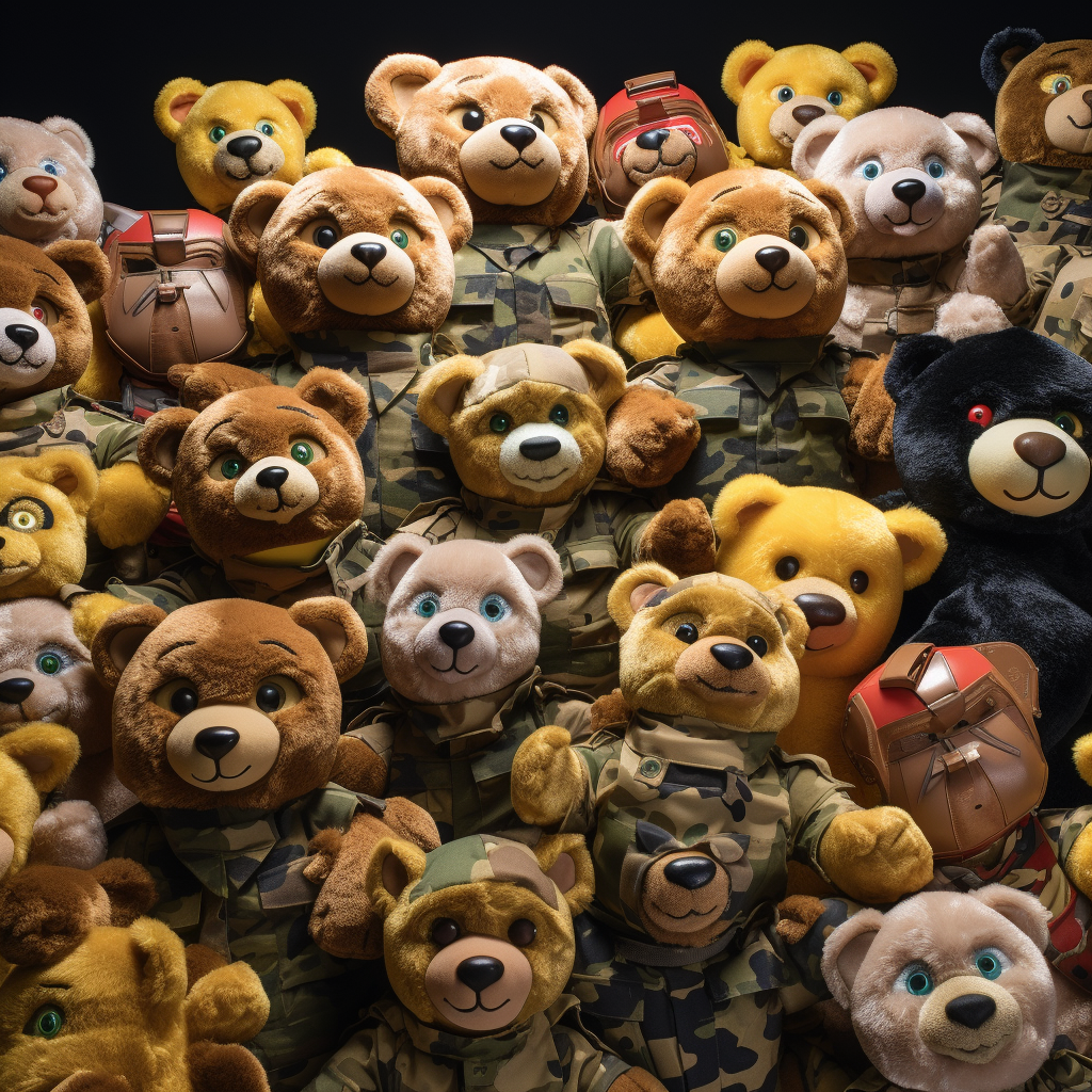 Group of bear soldiers marching