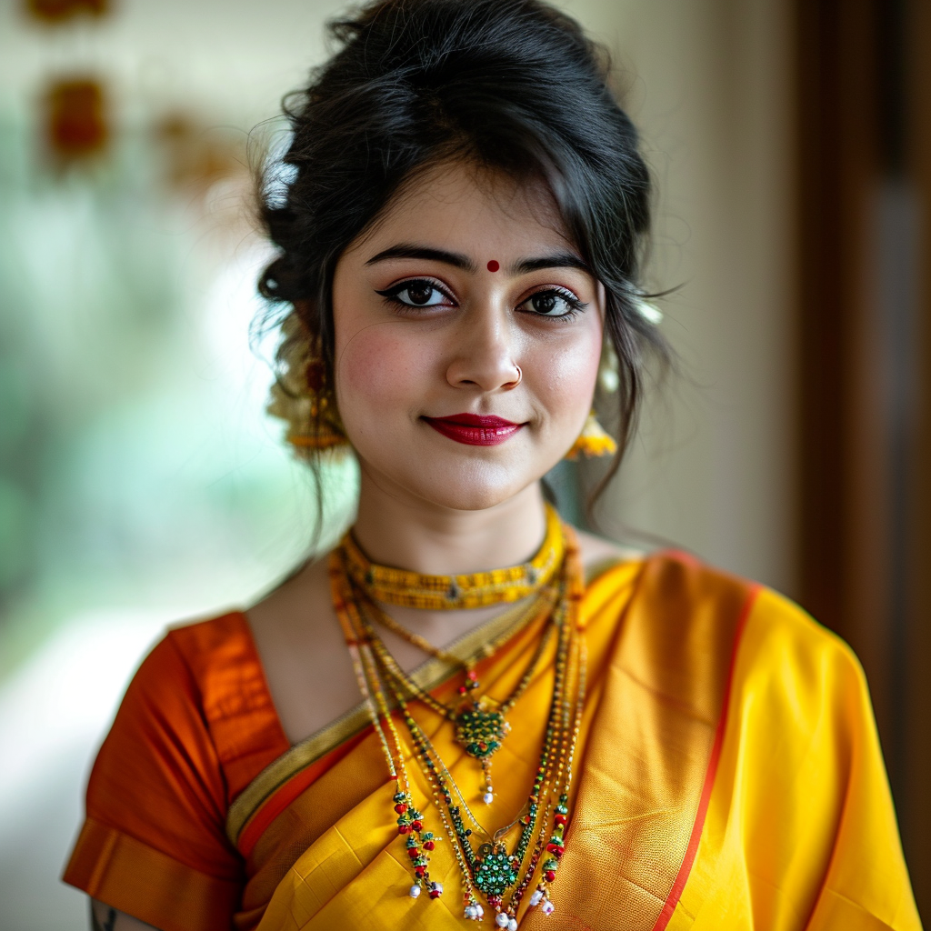 Angel Menka in saree with jewelry