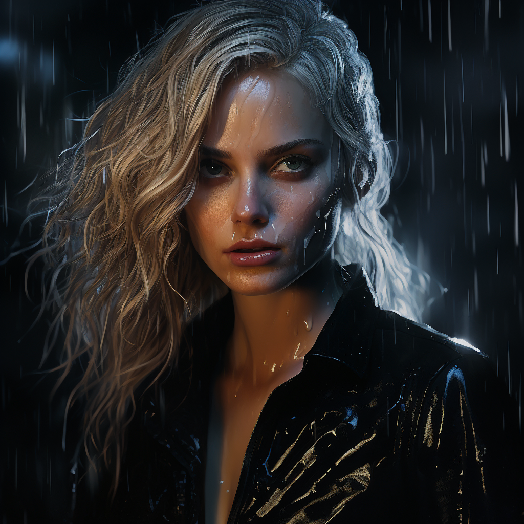 Gorgeous blond woman in sci-fi style