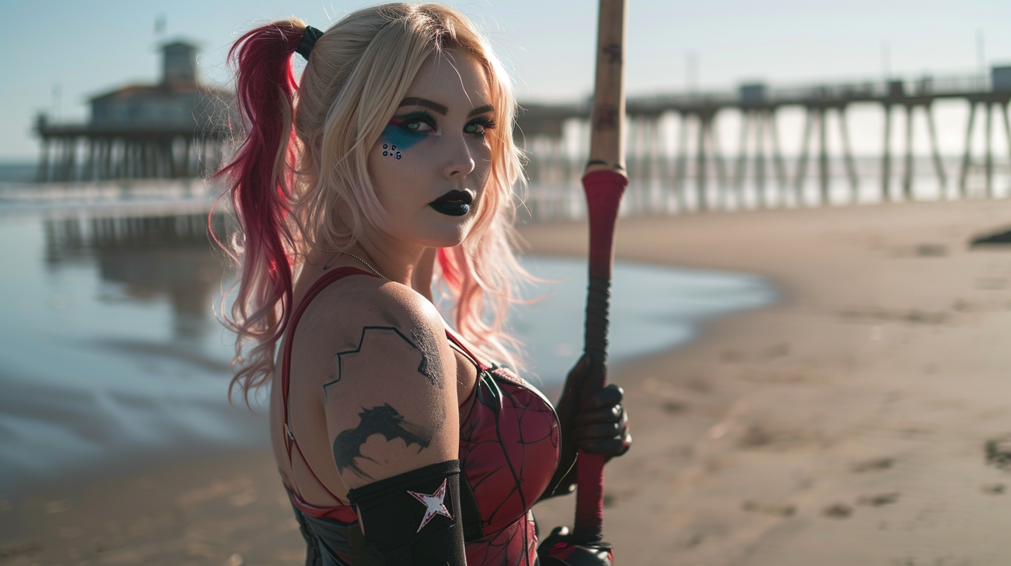 Beautiful Fat Woman Harley Quinn Beach