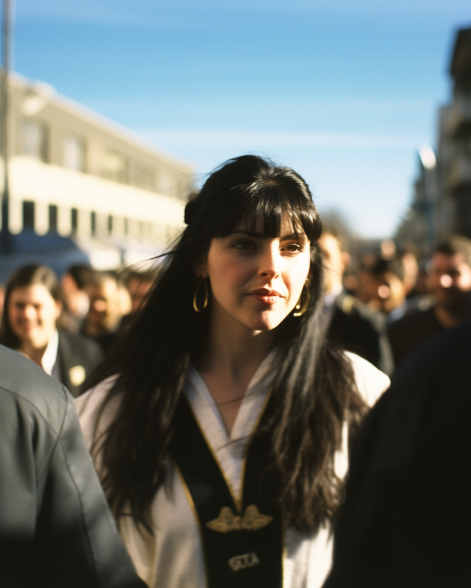 Portrait of a Beautiful Woman with Long Black Hair