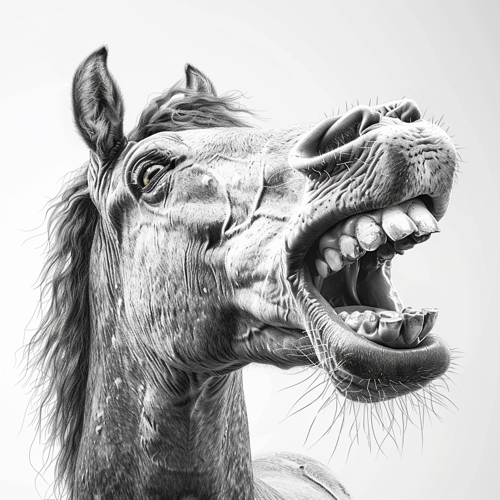 realistic horse laughing drawing