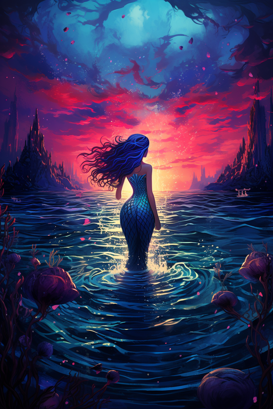 Vibrant Mermaid Painting Illustration