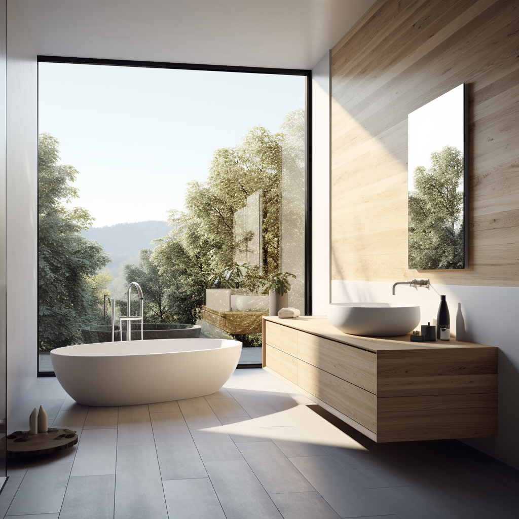 Beautiful bathroom with window view