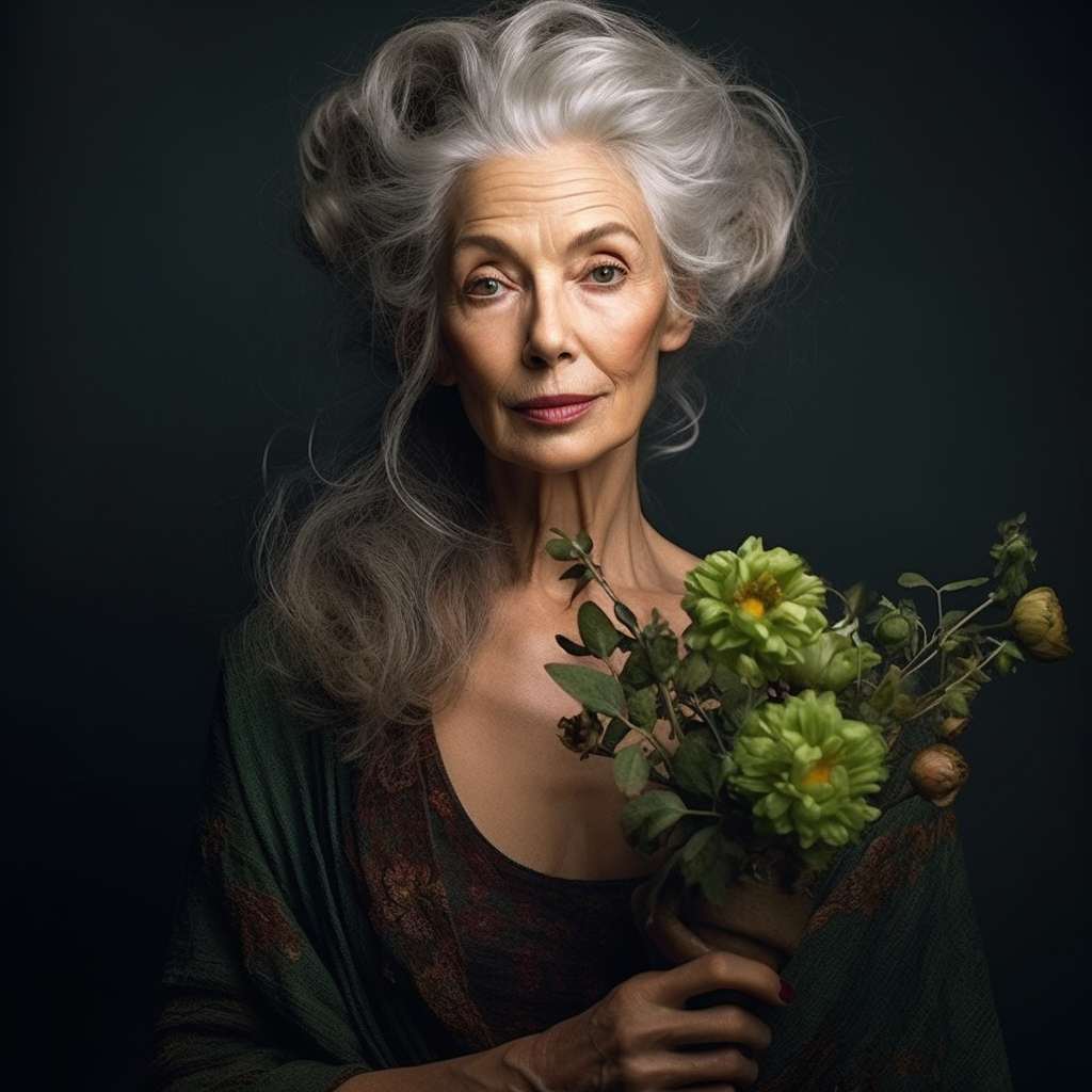 Woman in Exquisite Flower Dress