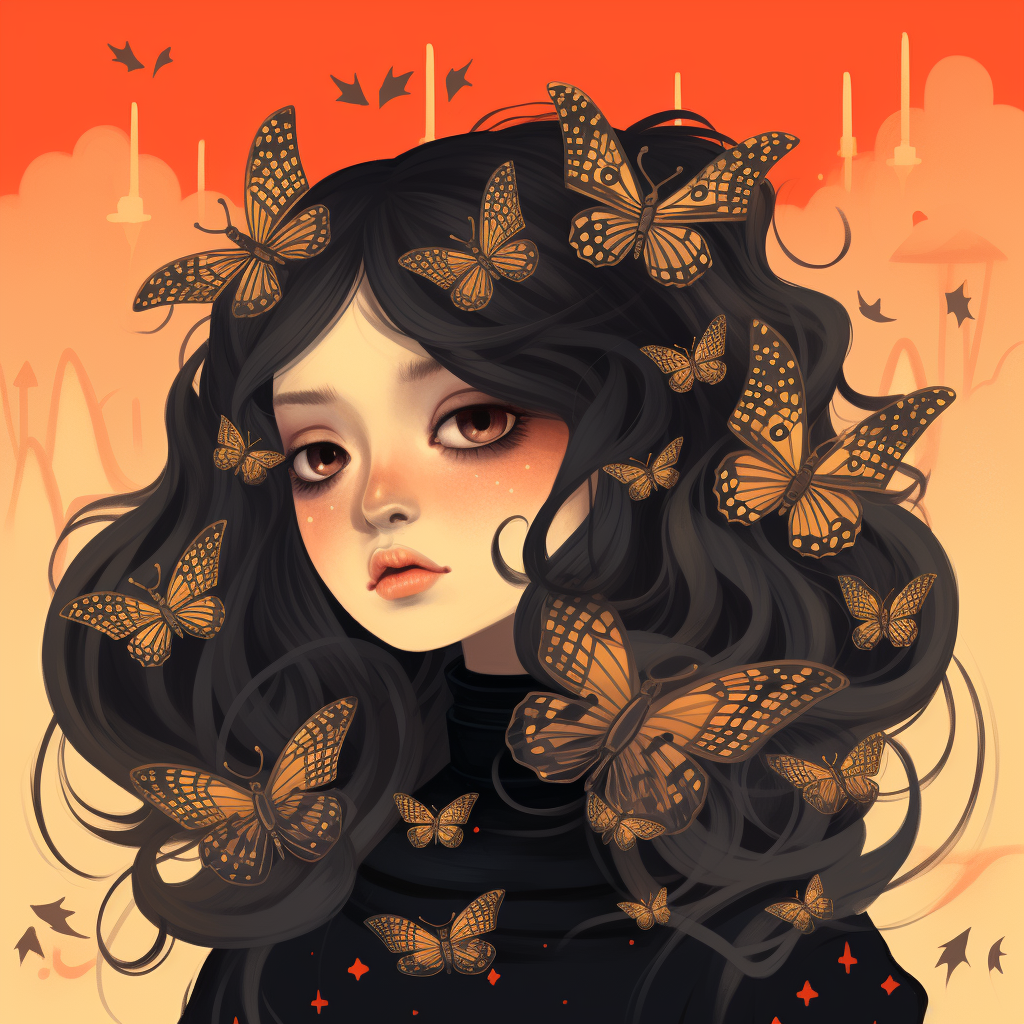 Illustration of beautiful moth woman