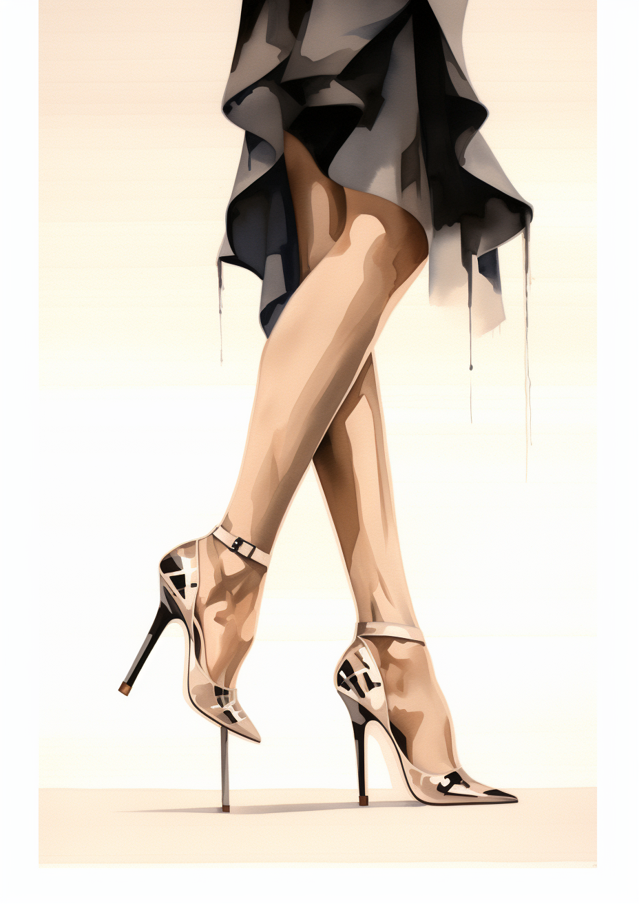 Beige stilettos fashion illustration on white background