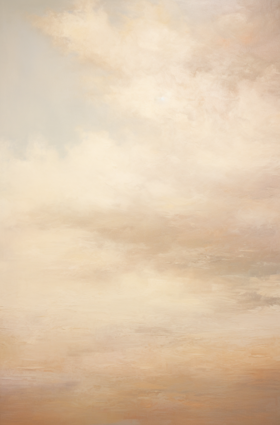 Painting of a Beige and White Sky