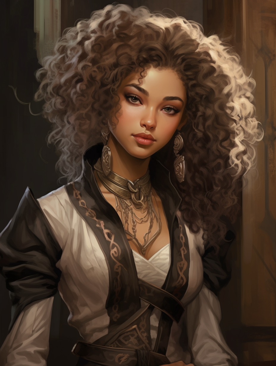 Dark-skinned female doctor in fashionable elven clothes