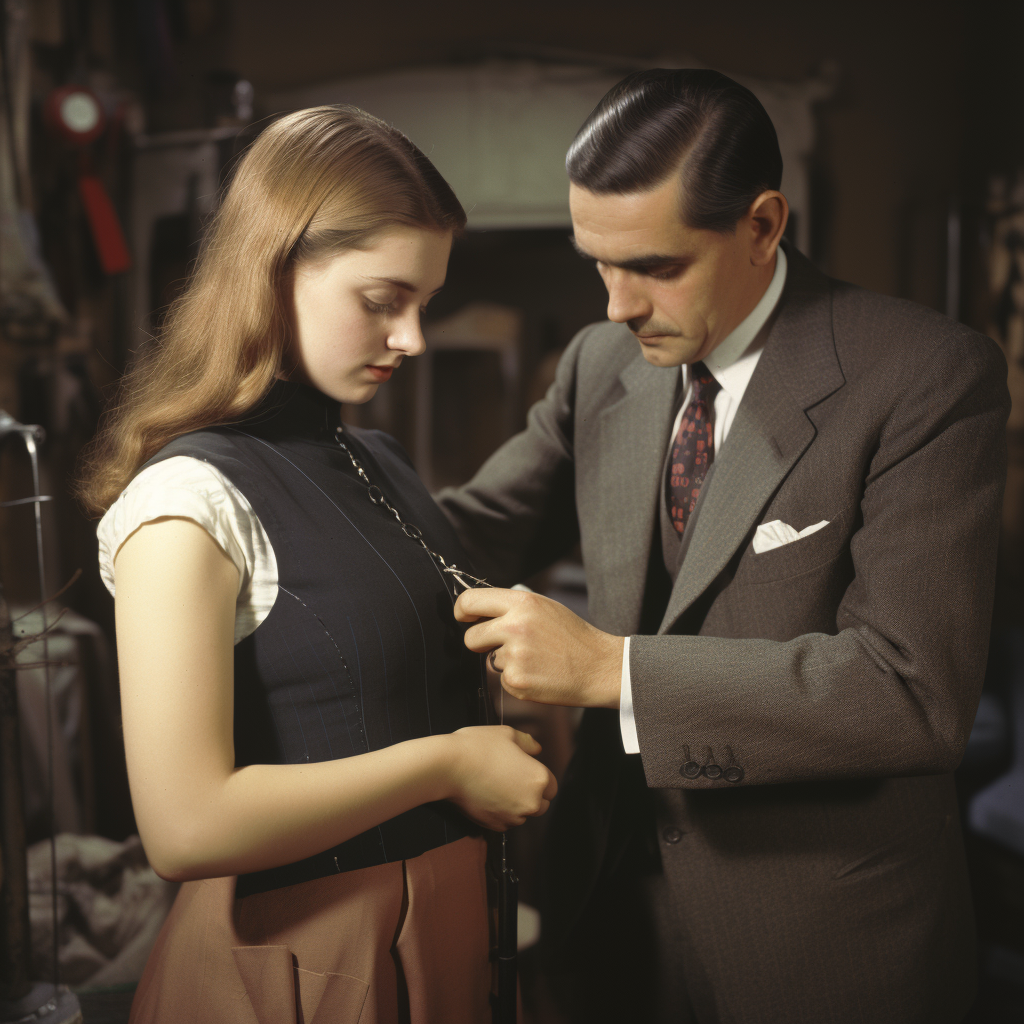 Woman being fitted for bespoke business suit