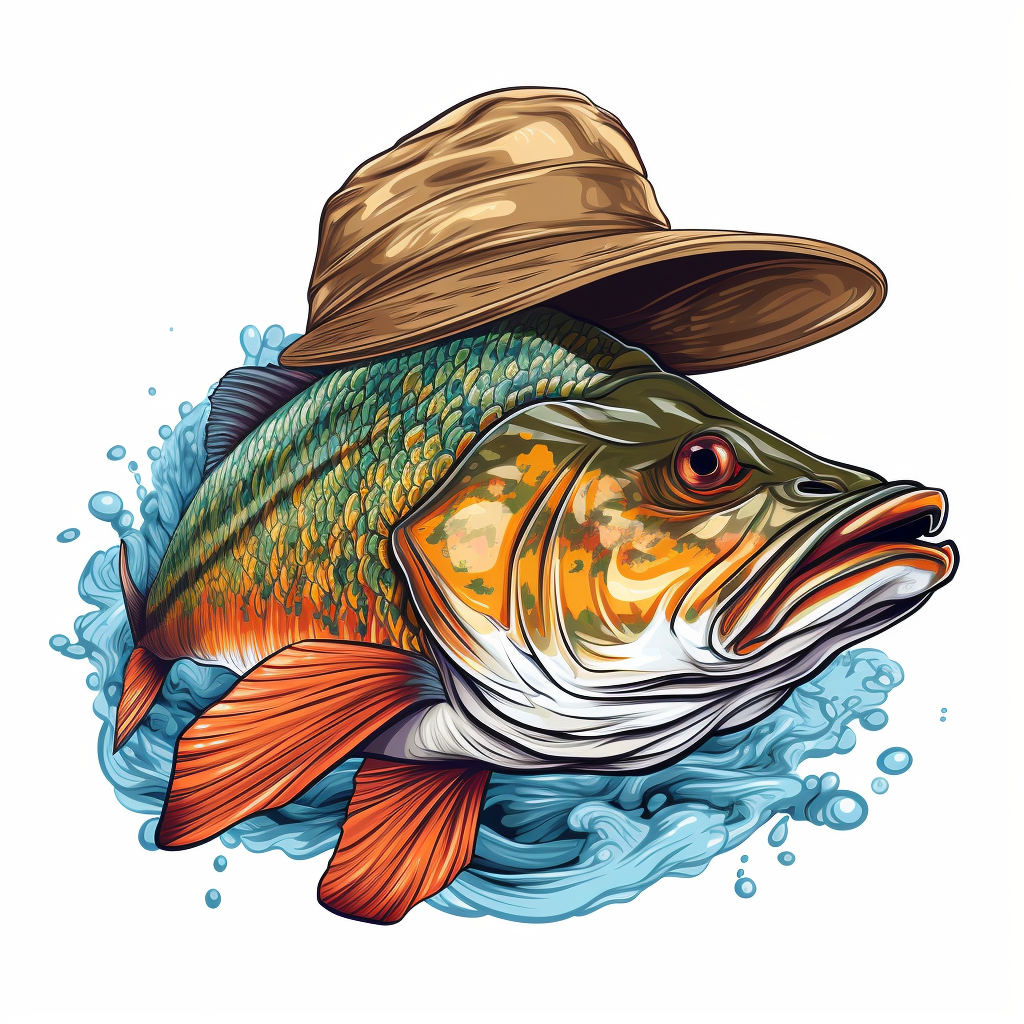 Colorful big fish wearing a bucket hat