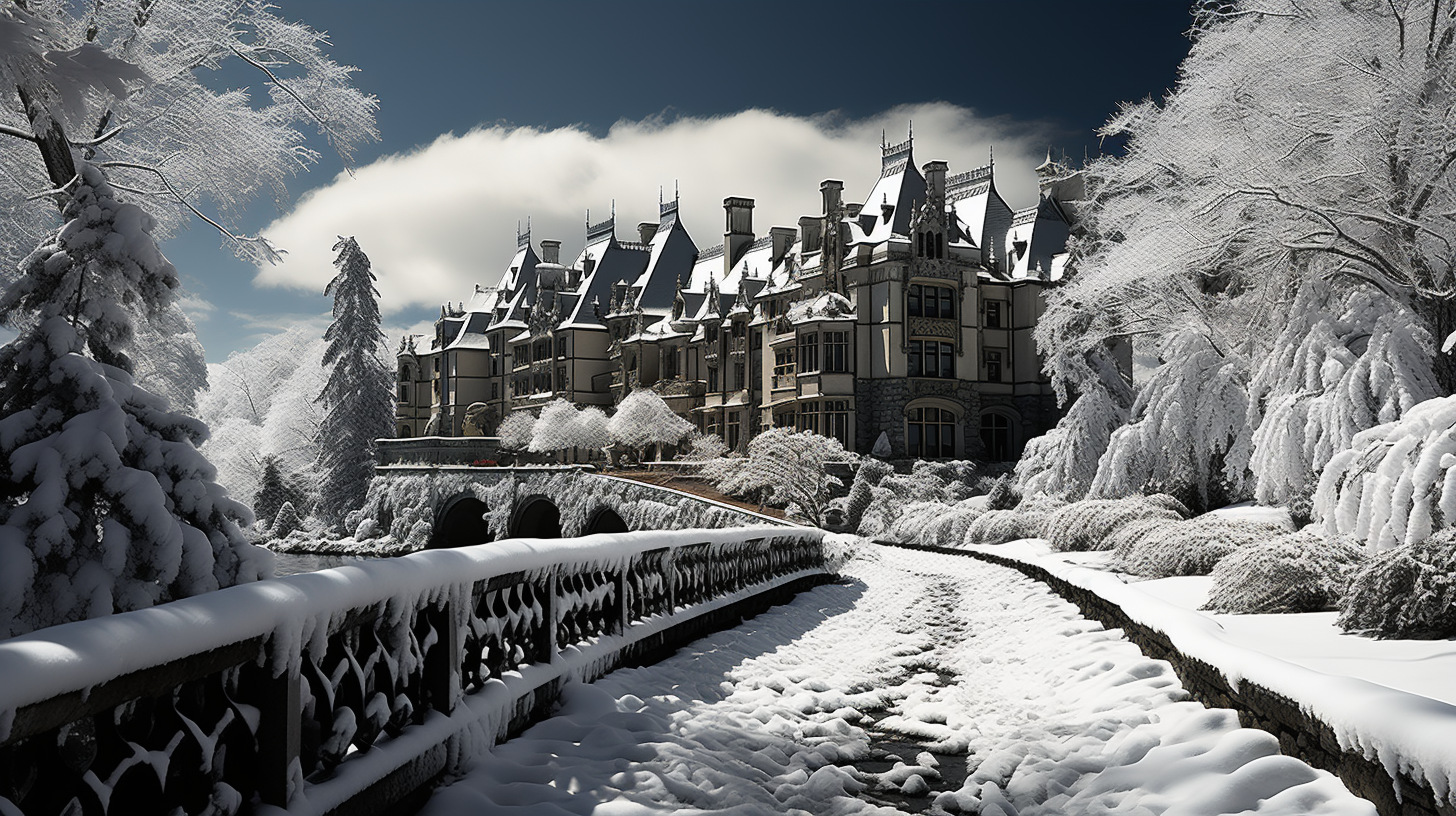 Snowy landscape at Biltmore Estate