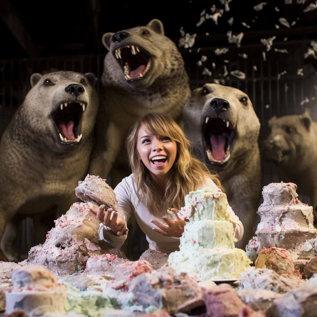 Bindi Irwin Covered in Cake and Frosting