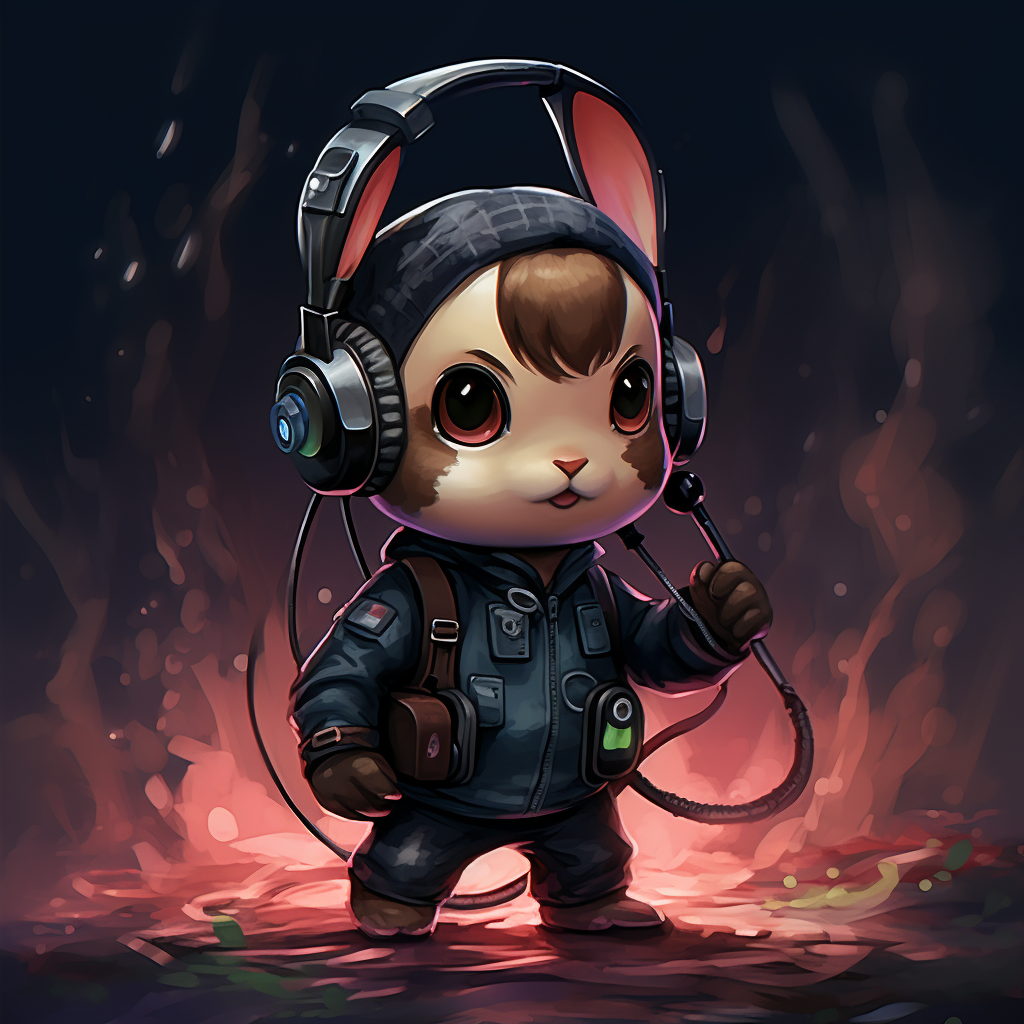 Black Animal Crossing character with headphones listening to music