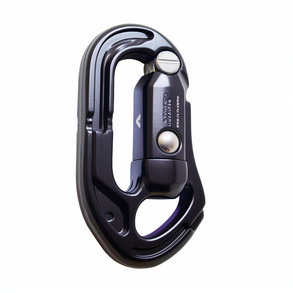 Durable black carabiner with action lock gates